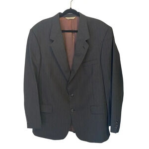 Shack’s Men 50L Wool 2Button Gray Striped Luxury Suit Blazer Sport Coat Jacket
